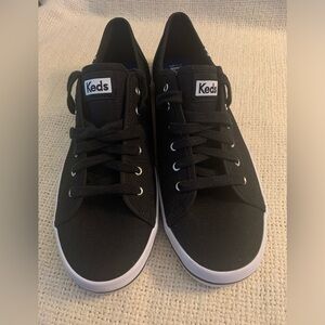 Keds Women's Kickstart Black Canvas Lace Up, w/ Softerra Foam Bed Size 10 Shoes
